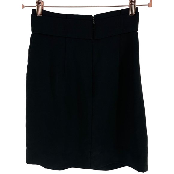 H&M Women's Size Small Black Ruffle Waist Pencil Skirt W/ Sash - Picture 2 of 4